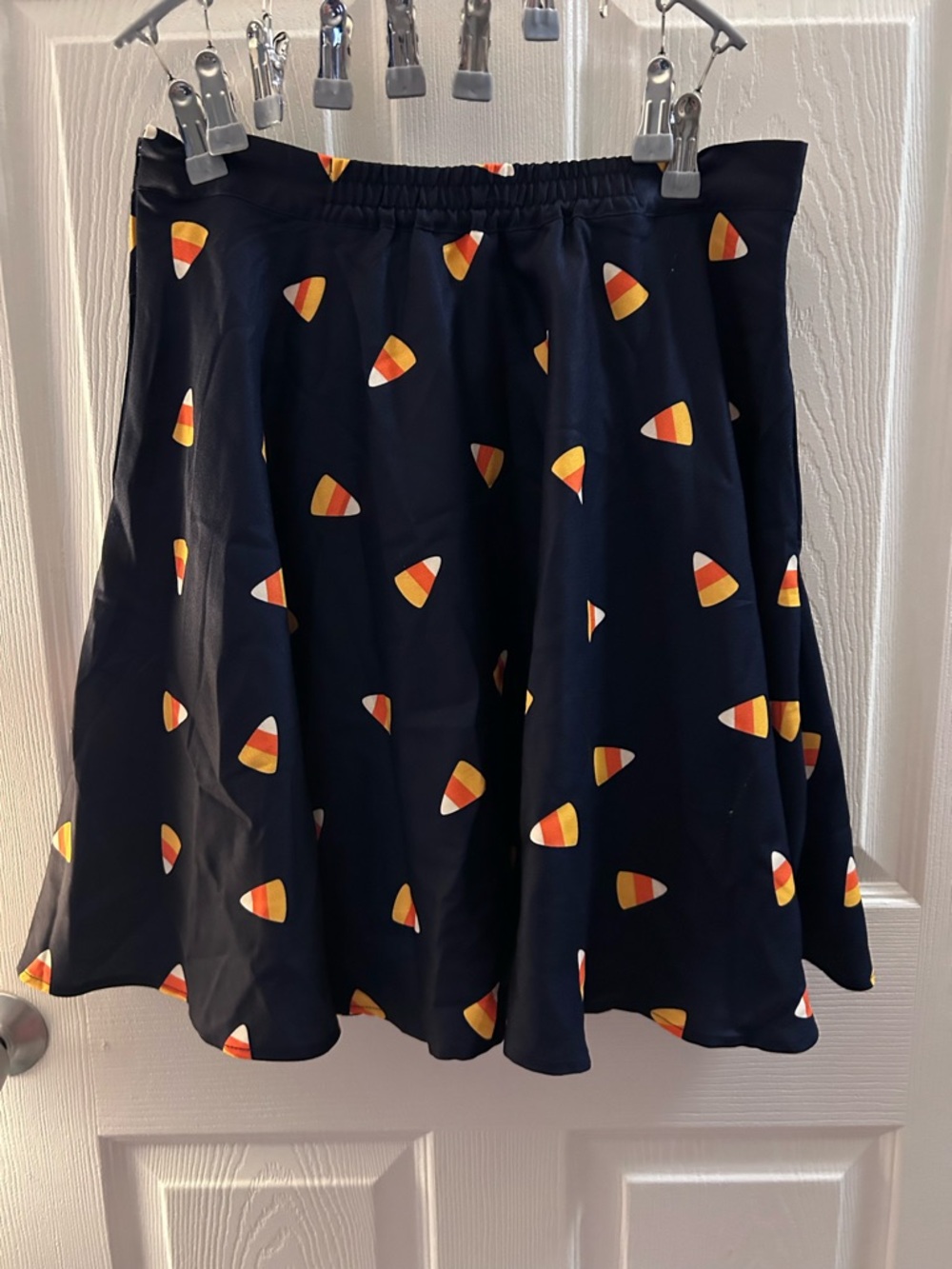 ModCloth Women’s Navy Skirt with Candy Corn Print